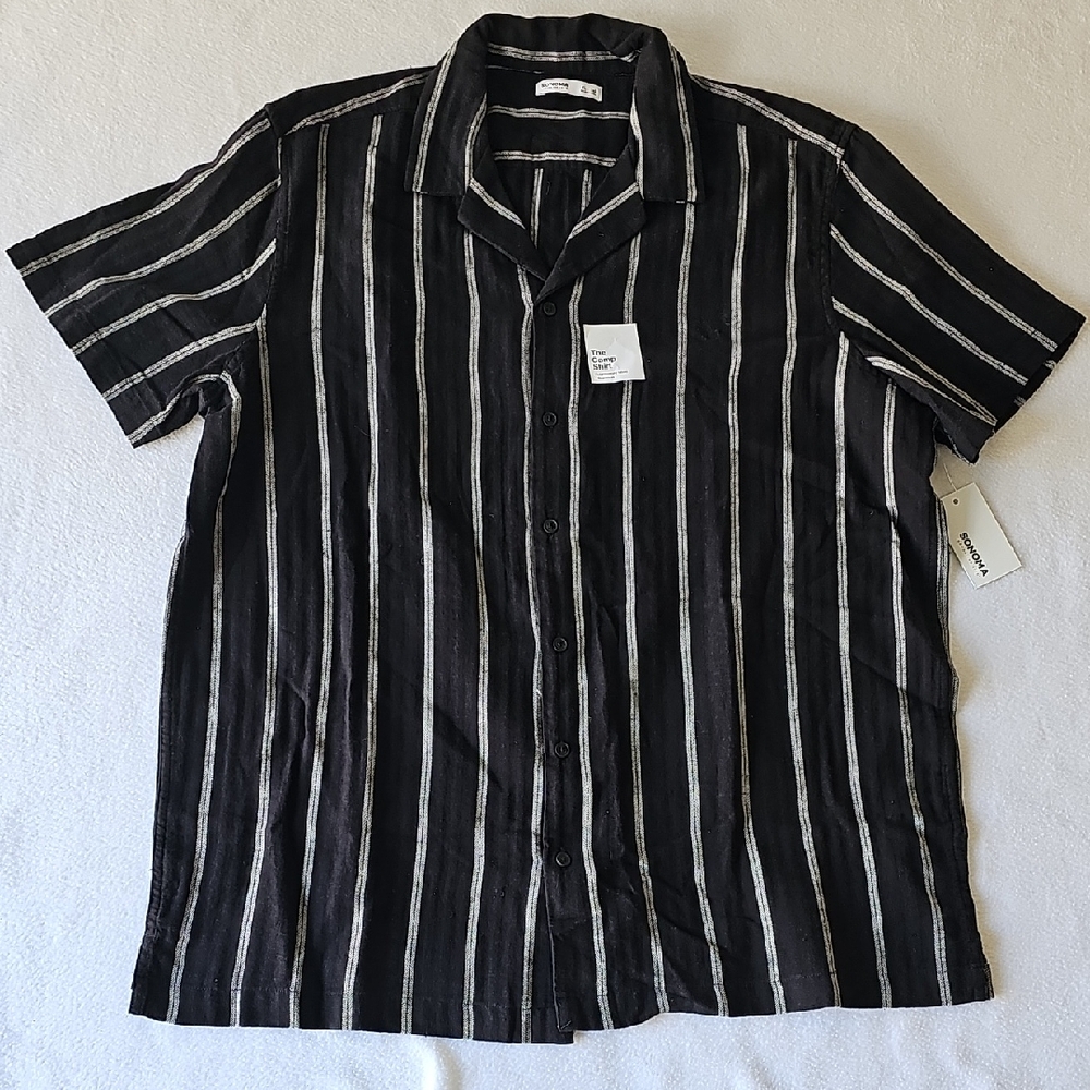 Sonoma Black and White Striped Casual Shirt